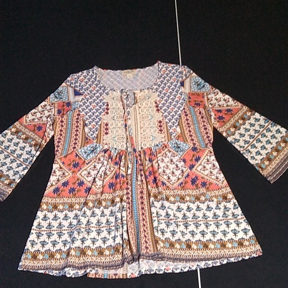 One World boho style shirt top size S women soft & flowy - Picture 1 of 10